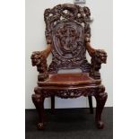 Chinese dragon carved armchair