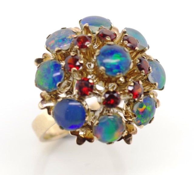 Opal triplet and garnet set gold cocktail ring - Bild 5 aus 5