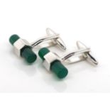 Green agate and sterling silver cufflinks