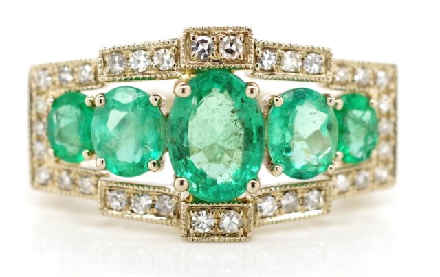 Emerald, diamond and 18ct gold ring - Bild 2 aus 4