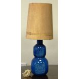 Retro Bitossi blue glaze pottery electric lamp