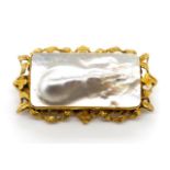 Blister pearl and gold pendant / brooch