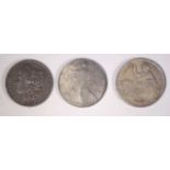 Three coins: US 1886 Morgan dollar, 1906 Liberty