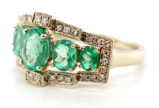 Emerald, diamond and 18ct gold ring - Bild 4 aus 4