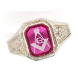 18ct white gold Masonic signet ring