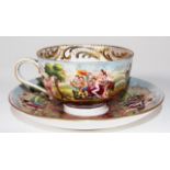 Capo di Monte moulded figural cup & saucer