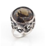 Scandinavian silver and smoky quartz ring