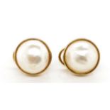 Mabe pearl and 9ct yellow gold stud earrings