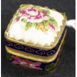 Chinese cloisonne & petit point pill box