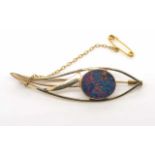 Yellow gold and doublet opal brooch