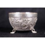 Oriental hand beaten silver plate sugar bowl