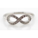 Diamond set, silver infinity ring