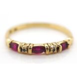 10ct rose gold, ruby and diamond ring