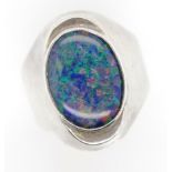 Australian sterling silver opal triplet ring