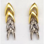 18ct two tone gold and diamond earrings