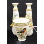 Worcester tri-form hand decorated vase