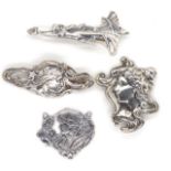 A group of art nouveau style silver jewellery