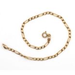 9ct yellow gold figaro chain bracelet
