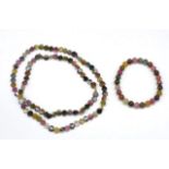 Tourmaline beaded necklace and bracelet