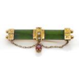 Antique gold and nephrite jade brooch