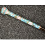Ebony cane with cloisonne handle