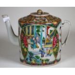 Chinese rose medallion ceramic teapot