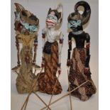 Three hand painted Indonesian puppets