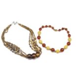 Two tribal wooden beaded necklaces