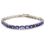 Tanzanite set silver tennis bracelet