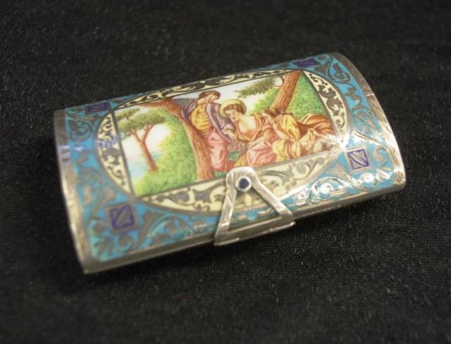 Good antique Continental silver & enamel compact