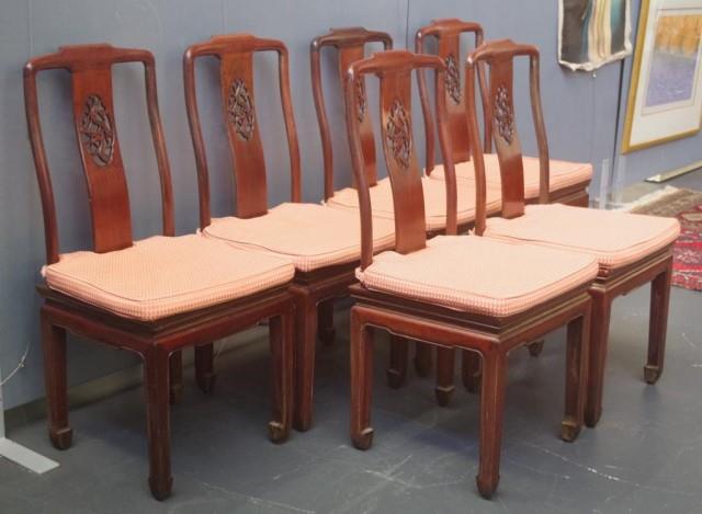 Set of 6 Chinese hardwood chairs - Image 2 of 3