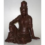 Vintage bronzed seated Guan Yin figure