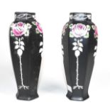 Pair of Shelley art nouveau "rose" vases