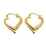 9ct yellow gold open heart earrings