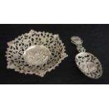 Two antique Dutch silver pierced tableware items