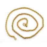 A heavy 18ct yellow gold wheat link chain necklace