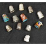 Collection of 12 various thimbles