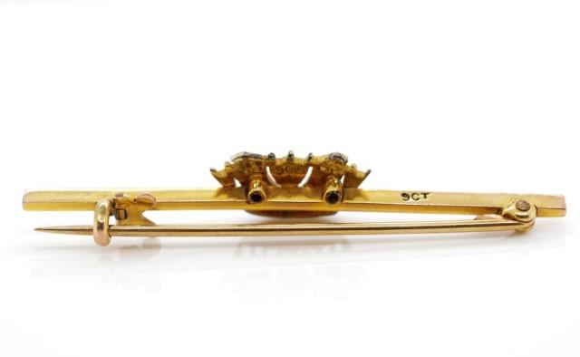 9ct Yellow gold Naval crown brooch - Image 2 of 2