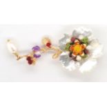 Multi gemstone floral brooch