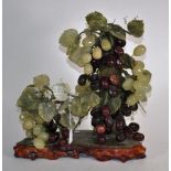 Chinese carved greenstone grape vine centrepiece