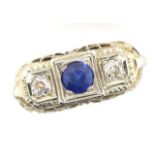 Art Deco Sapphire and diamond set gold ring