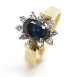 Sapphire, diamond and 18ct yellow gold ring