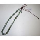 Chinese green jade bead necklace