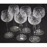 Set six cut crystal hock glasses