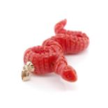 Italian carved coral and 9ct gold pendant