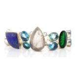 Decorative multi gem set silver bracelet