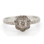 Diamond and 14ct white gold ring