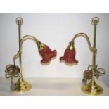 Pair of adjustable brass reading lamps