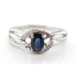 Sapphire and diamond set 10ct gold ring