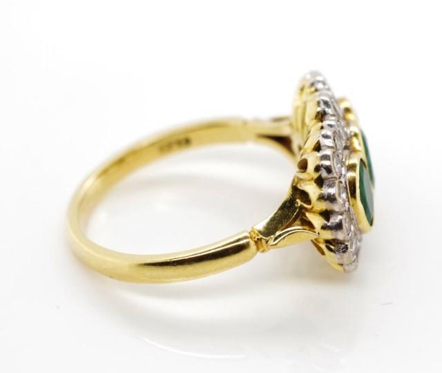 Emerald trilogy and diamond halo ring - Image 4 of 5
